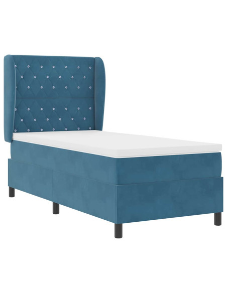 Letto a molle con testiera Blu Scuro 200 x 100 cm Velluto