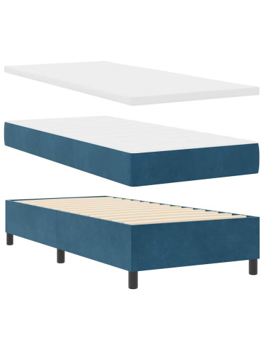 Letto a molle con testiera Blu Scuro 200 x 100 cm Velluto