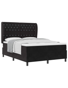 Letto a molle con materasso Nero 200 x 160 cm Velluto 2