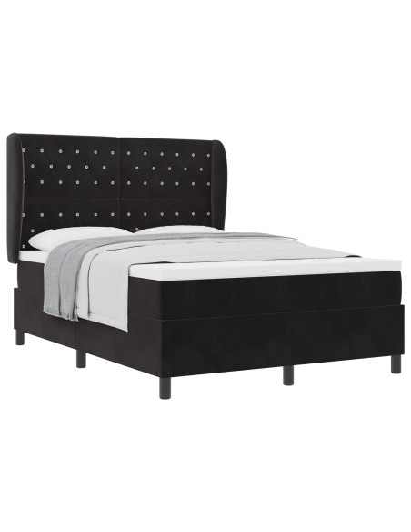 Letto a molle con materasso Nero 200 x 160 cm Velluto