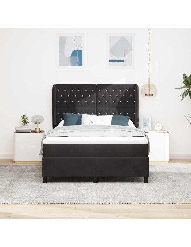 Letto a molle con materasso Nero 200 x 160 cm Velluto