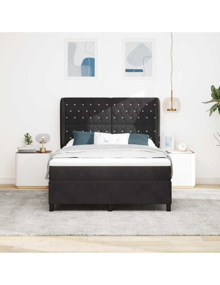 Letto a molle con materasso Nero 200 x 160 cm Velluto