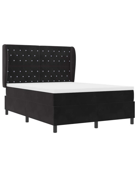 Letto a molle con materasso Nero 200 x 160 cm Velluto