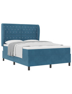 Letto a molle con materasso Blu Scuro 200 x 160 cm Velluto 2