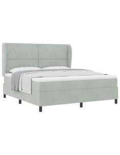 Letto a molle con materasso Grigio chiaro 200 x 180 cm Velluto 2