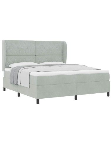 Letto a molle con materasso Grigio chiaro 200 x 180 cm Velluto