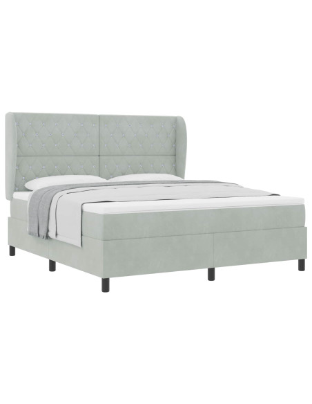 Letto a molle con materasso Grigio chiaro 200 x 180 cm Velluto