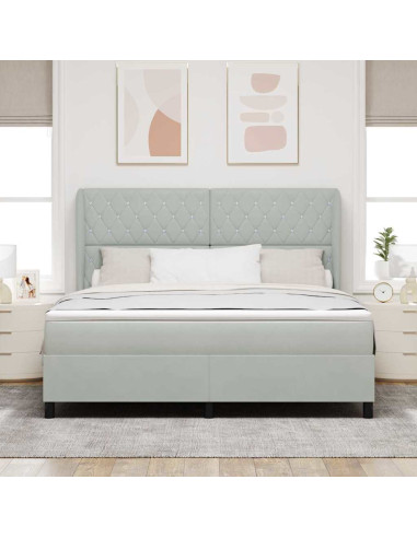 Letto a molle con materasso Grigio chiaro 200 x 180 cm Velluto