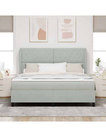 Letto a molle con materasso Grigio chiaro 200 x 180 cm Velluto