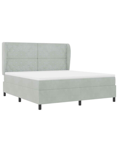 Letto a molle con materasso Grigio chiaro 200 x 180 cm Velluto
