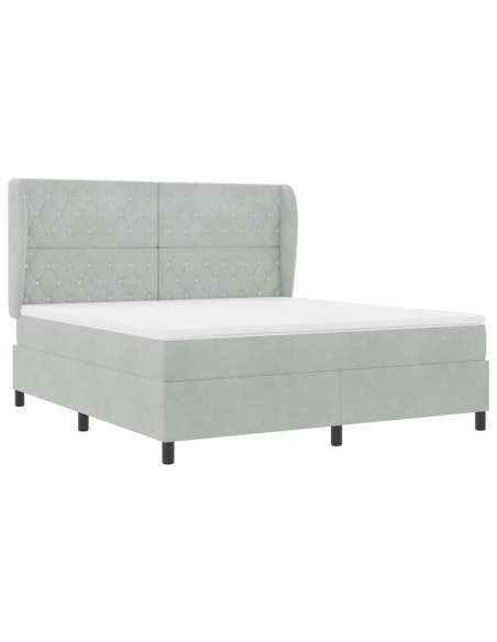Letto a molle con materasso Grigio chiaro 200 x 180 cm Velluto