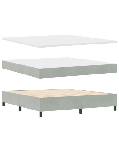 Letto a molle con materasso Grigio chiaro 200 x 180 cm Velluto