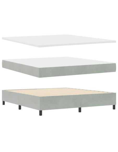Letto a molle con materasso Grigio chiaro 200 x 180 cm Velluto