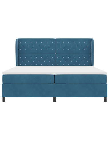 Letto a molle con materasso Blu Scuro 200 x 200 cm Velluto