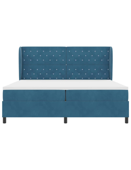 Letto a molle con materasso Blu Scuro 200 x 200 cm Velluto