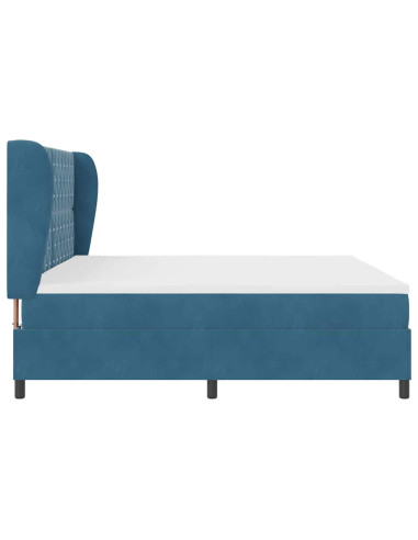 Letto a molle con materasso Blu Scuro 200 x 200 cm Velluto