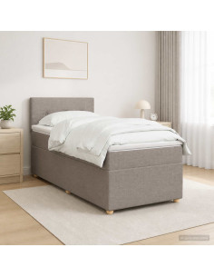 Letto box spring con materasso Tortora 100 x 200 cm Tessuto
