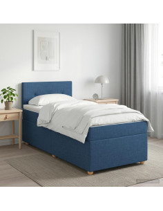 Letto box spring con materasso Blu 100 x 200 cm Tessuto