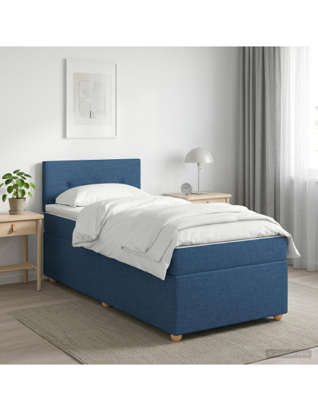 Letto box spring con materasso Blu 100 x 200 cm Tessuto