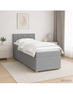 Letto box spring con materasso Grigio Chiaro 100 x 200 cm