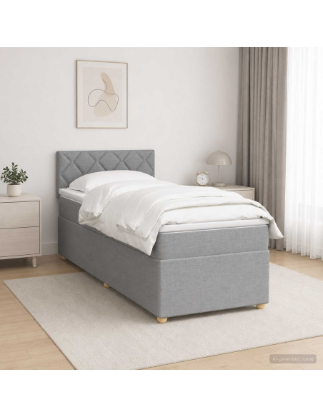 Letto box spring con materasso Grigio Chiaro 100 x 200 cm