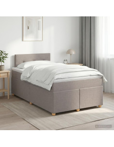 Letto box spring con materasso Tortora 120 x 190 cm Tessuto