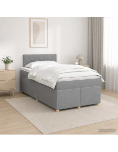 Letto box spring con materasso Grigio Chiaro 120 x 200 cm