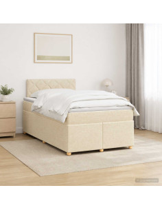 Letto box spring con materasso Crema 120 x 200 cm Tessuto