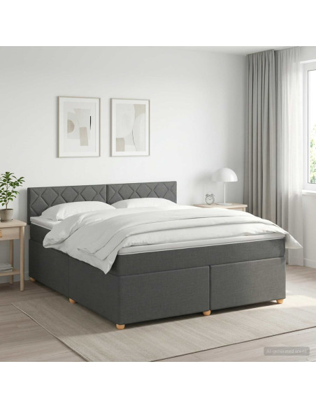 Letto box spring con materasso Grigio Scuro 140 x 200 cm