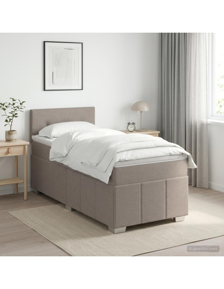 Letto box spring con materasso Tortora 100 x 200 cm Tessuto