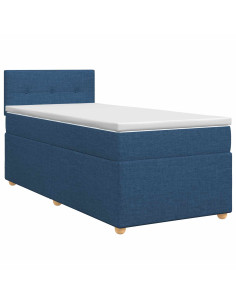 Letto box spring con materasso Blu 100 x 200 cm Tessuto 2