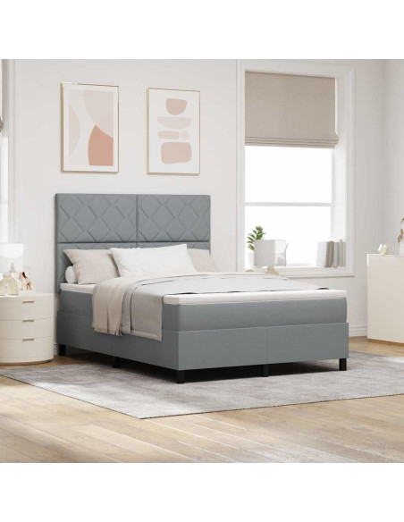 Letto a molle con testiera Grigio chiaro 140 x 190 cm Tessuto