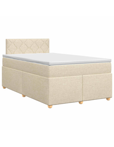 Letto box spring con materasso Crema 120 x 200 cm Tessuto