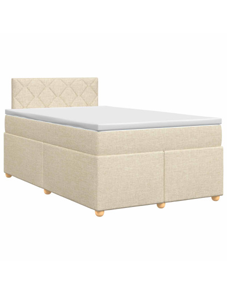 Letto box spring con materasso Crema 120 x 200 cm Tessuto
