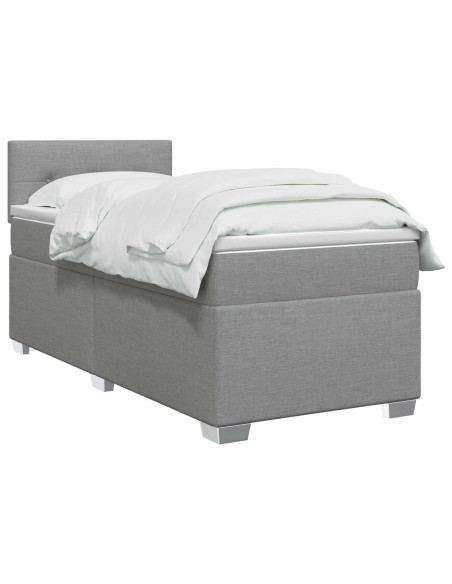 Letto box spring con materasso Grigio Chiaro 80 x 200 cm