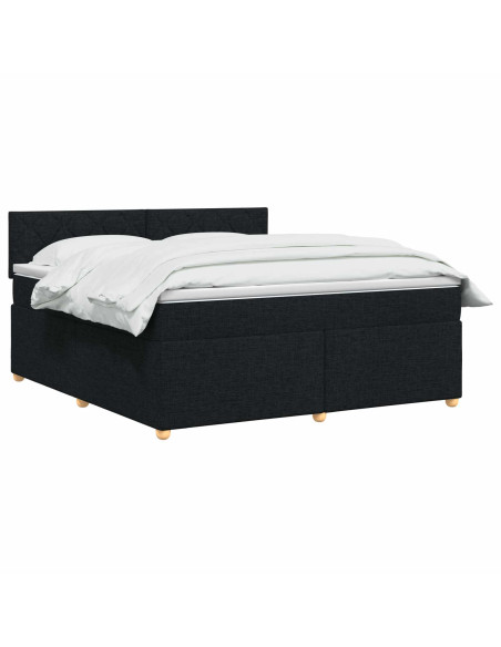 Letto box spring con materasso Nero 140 x 200 cm Tessuto
