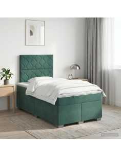 Letto box spring con materasso Verde Scuro 120 x 200 cm Velluto