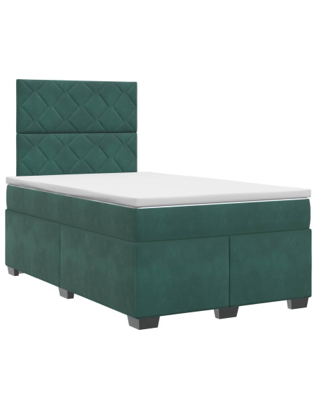 Letto box spring con materasso Verde Scuro 120 x 200 cm Velluto