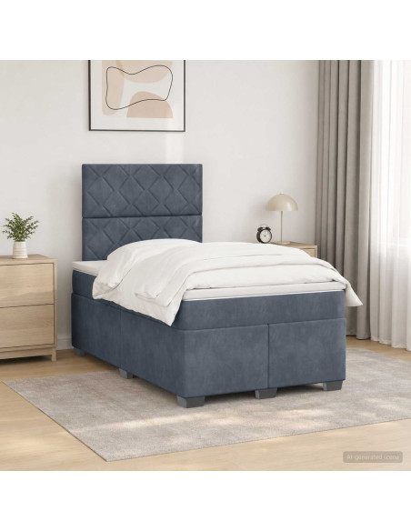 Letto box spring con materasso Grigio Scuro 120 x 190 cm