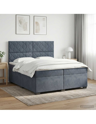 Letto box spring con materasso Grigio Scuro 200 x 200 cm