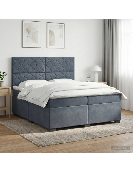 Letto box spring con materasso Grigio Scuro 200 x 200 cm