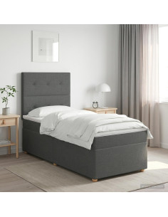 Letto box spring con materasso Grigio Scuro 90 x 200 cm Tessuto