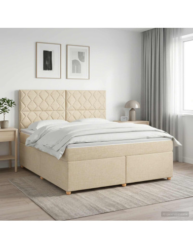 Letto box spring con materasso Crema 160 x 200 cm Tessuto