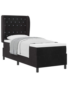 Letto a molle con materasso Nero 200 x 80 cm Velluto 2