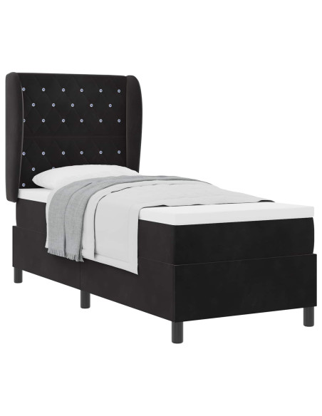 Letto a molle con materasso Nero 200 x 80 cm Velluto