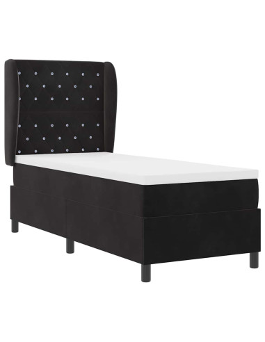 Letto a molle con materasso Nero 200 x 80 cm Velluto