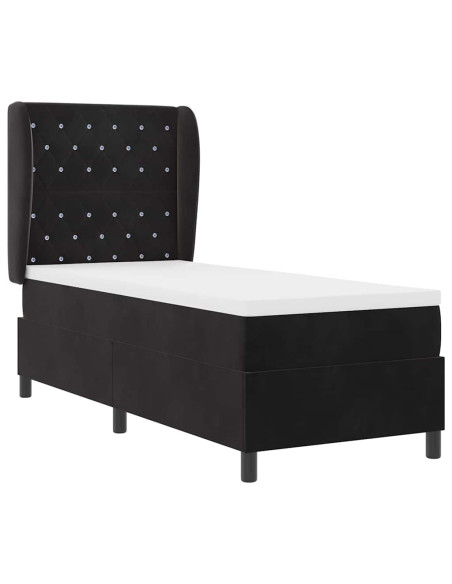 Letto a molle con materasso Nero 200 x 80 cm Velluto