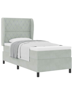 Letto a molle con materasso Grigio chiaro 190 x 90 cm Velluto 2