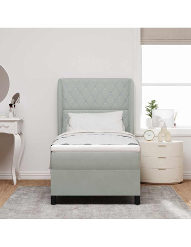 Letto a molle con materasso Grigio chiaro 190 x 90 cm Velluto