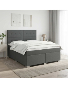 Letto box spring con materasso Grigio Scuro 180 x 200 cm
